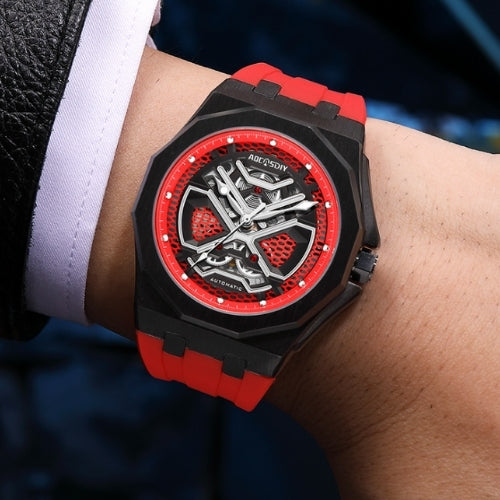 Men's Sports, Mechanical, Silicone Strap Watch
