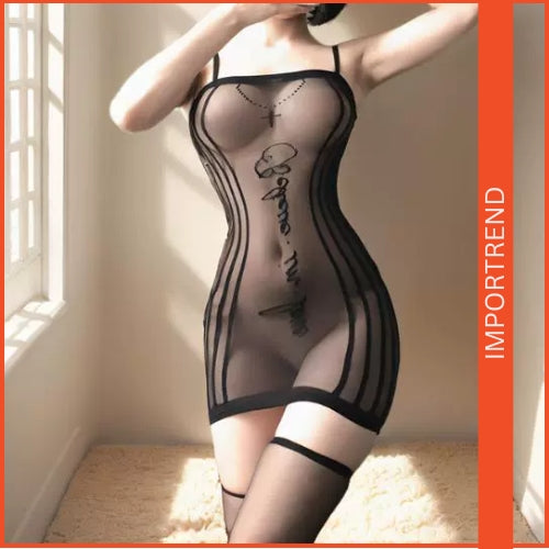 Jacquard Letter Bodysuit with Suspenders nightwear