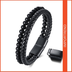 Magnetic Hematite and Leather Bracelet
