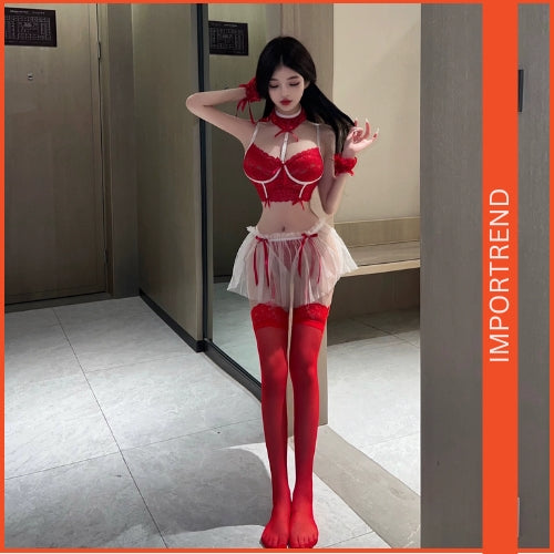 Lace Mesh Bondage Maid Lingerie Set