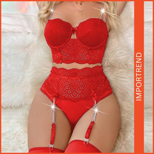 Mesh Lingerie Set - Crop Top & Garter Belt (Small)