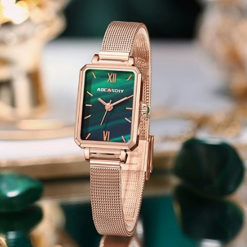 Women's Small Green Rectangle Ladies Wristwatch