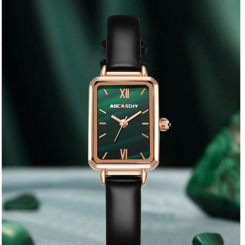Women's Small Green Rectangle Ladies Wristwatch