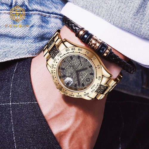 Men's Quartz Watch with Tattoo Pattern