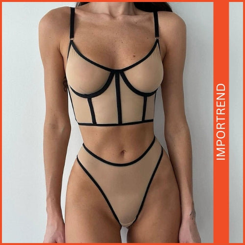 Mesh Sling Back Steel Ring Upper Support Bra Nightwear