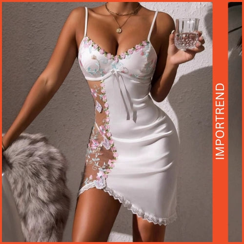 Splicing Mesh Suspender - Two-Piece Lingerie Set