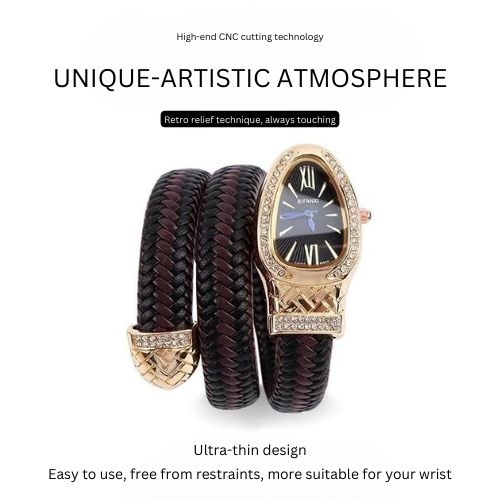 Women's Leather Strap Snake Watch