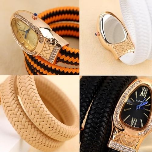 Women's Leather Strap Snake Watch