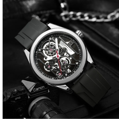 Men's Analog Wristwatch Sapphire Glass, Silicone Rubber Strap
