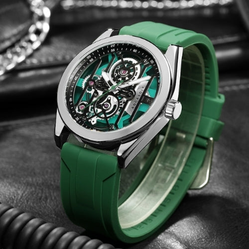 Men's Analog Wristwatch Sapphire Glass, Silicone Rubber Strap