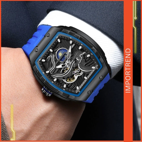 Men's Automatic Mechanical Watch with Silicone Strap