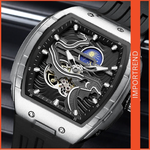 Men's Automatic Mechanical Watch with Silicone Strap