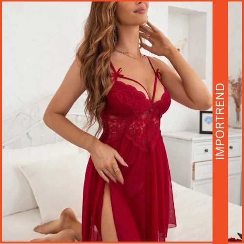 Mesh Sheer Two-Piece Lingerie – Seductive & Elegant Nightwear