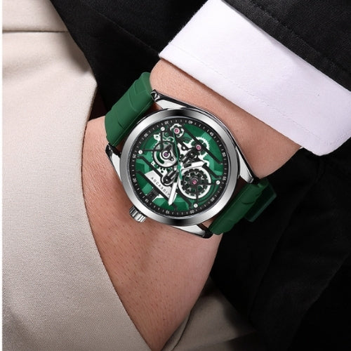 Men's Analog Wristwatch Sapphire Glass, Silicone Rubber Strap