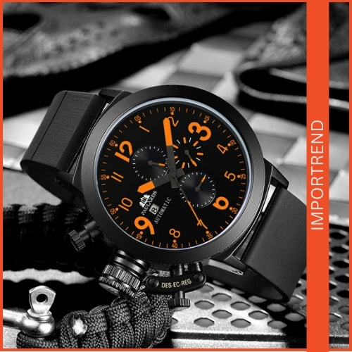 Multifunctional Men's Watch with Rubber Strap