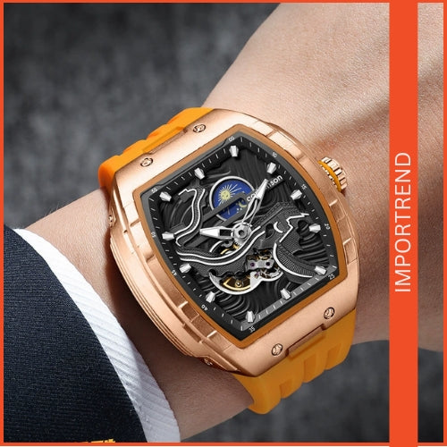 Men's Automatic Mechanical Watch with Silicone Strap