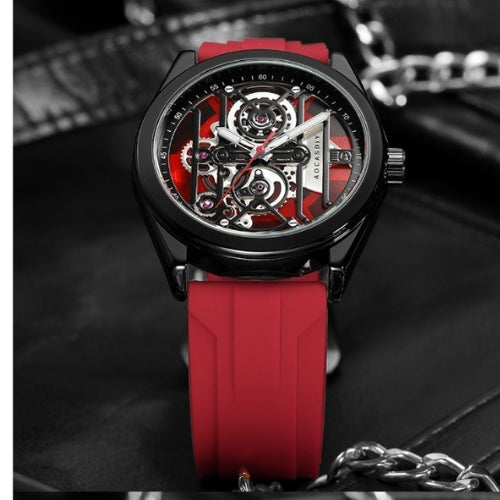 Men's Analog Wristwatch Sapphire Glass, Silicone Rubber Strap