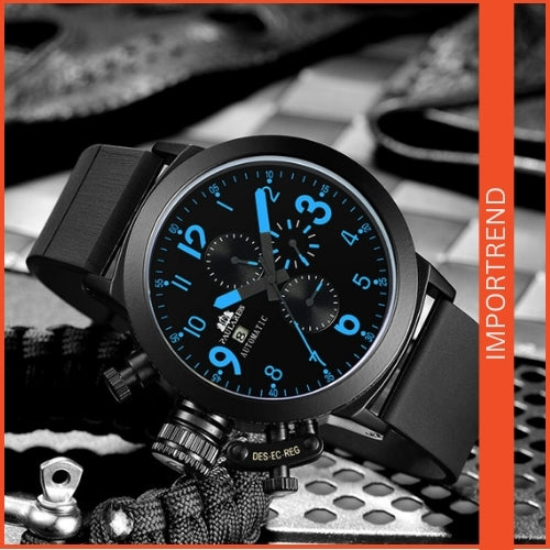 Multifunctional Men's Watch with Rubber Strap