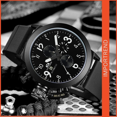Multifunctional Men's Watch with Rubber Strap