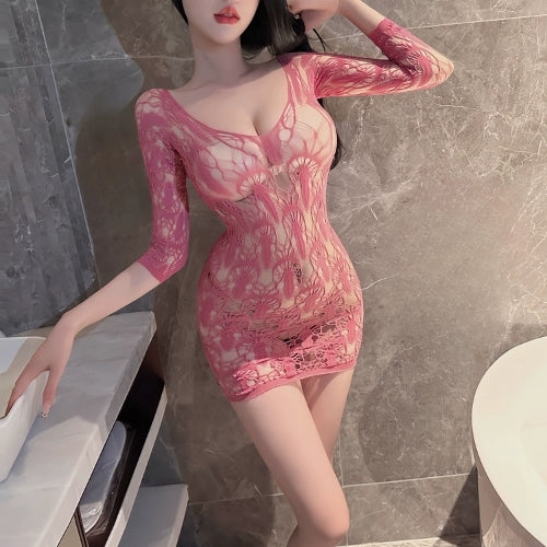 Hollow Crotch Jacquard Bodysuit nightwear