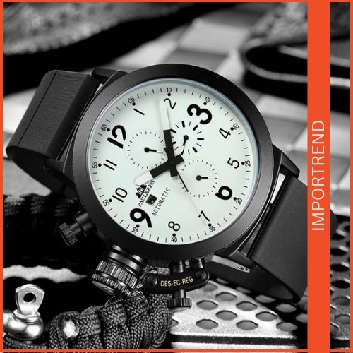 Multifunctional Men's Watch with Rubber Strap