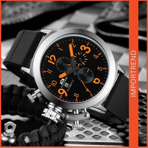 Multifunctional Men's Watch with Rubber Strap