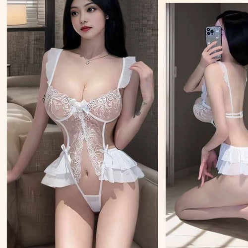 Lace Embroidered Lingerie Hollow Crotch Nightwear