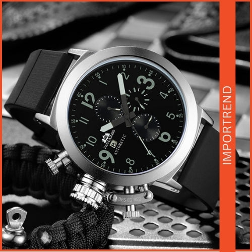 Multifunctional Men's Watch with Rubber Strap