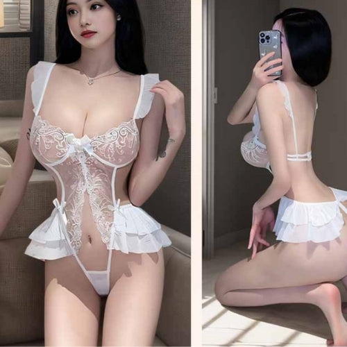 Lace Embroidered Lingerie Hollow Crotch Nightwear