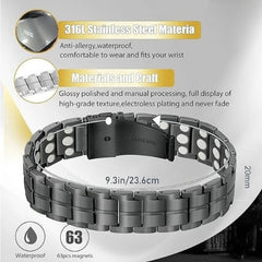 Magnetic Therapy Bracelet with Folding Clasp for Men's