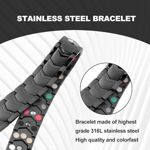 Black Stainless Steel Energy Bracelet for Mens's