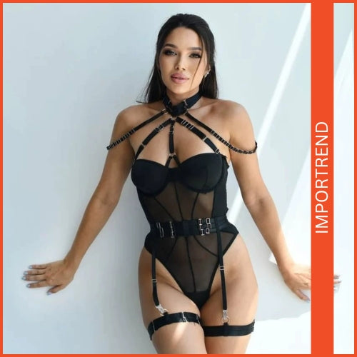 Seductive Shawl Halter Neck Transparent Mesh Lingerie