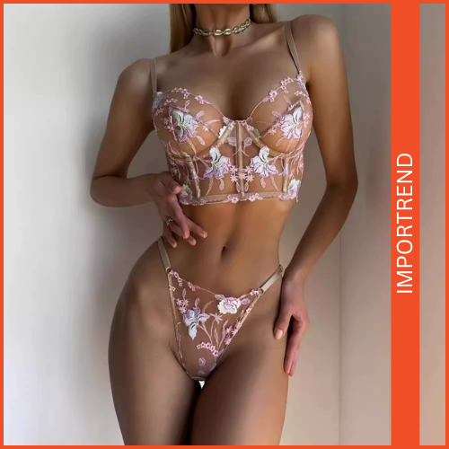 Women's Sexy Perspective Lace Flower Pattern Embroidery Sexy Bra Nightwear