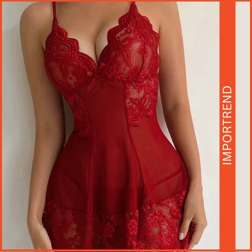 Women's Suspenders Mesh Lingerie Set with Lace Accents