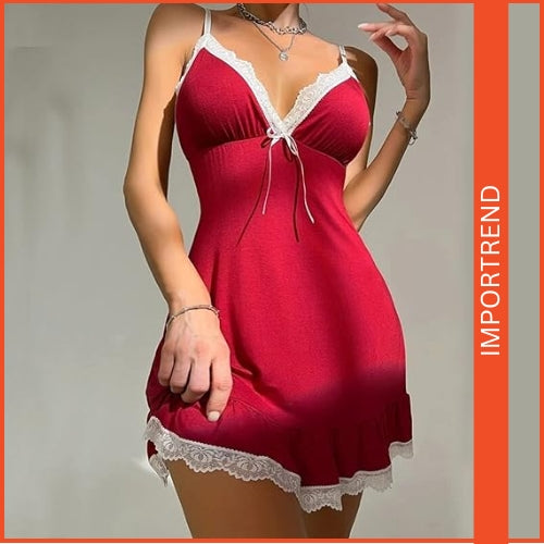 Lace Babydoll Sexy V-Neck Nightgown – Elegant & Alluring Bridal Nightdress