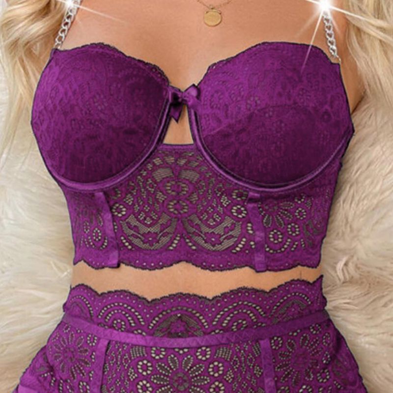 Mesh Lingerie Set - Crop Top & Garter Belt (Small)