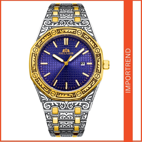 Quartz Carved Men's Wristwatch