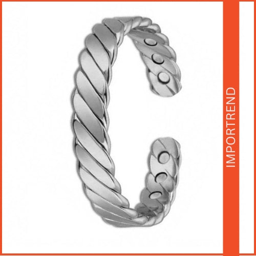 Open Striped Magnet Couple Bracelet