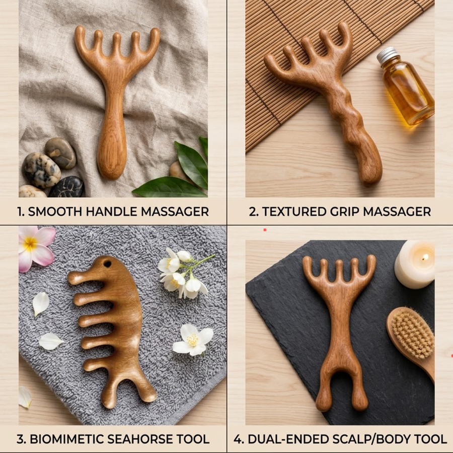 Sandalwood Wooden Massage Comb (Pack of 4)