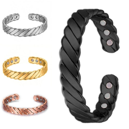 Open Striped Magnet Couple Bracelet